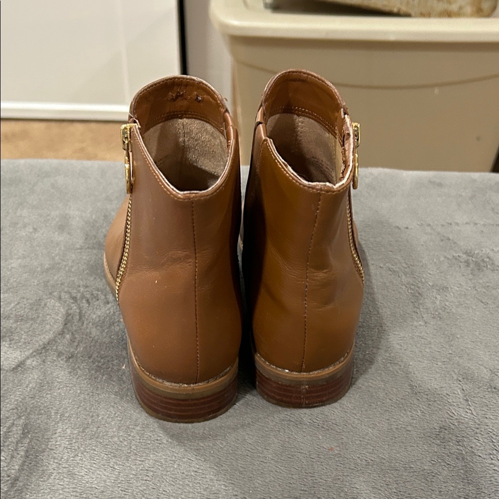 Michael Kors Tan Ankle Boots with Gold Accent - Picture 3 of 9
